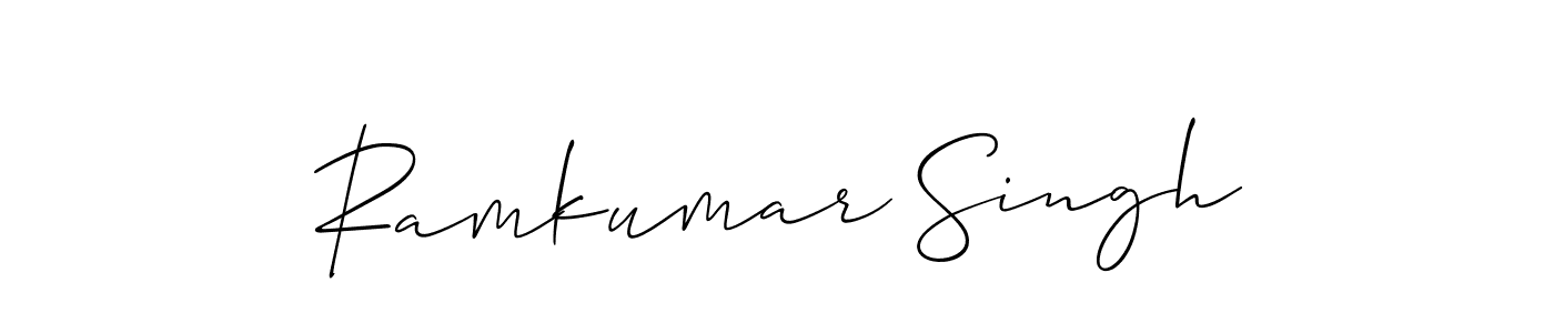 This is the best signature style for the Ramkumar Singh name. Also you like these signature font (Allison_Script). Mix name signature. Ramkumar Singh signature style 2 images and pictures png