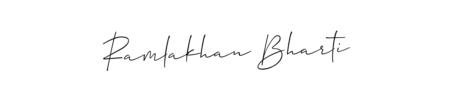 The best way (Allison_Script) to make a short signature is to pick only two or three words in your name. The name Ramlakhan Bharti include a total of six letters. For converting this name. Ramlakhan Bharti signature style 2 images and pictures png
