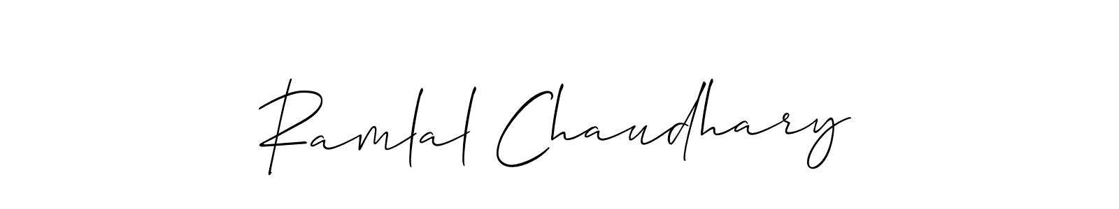 The best way (Allison_Script) to make a short signature is to pick only two or three words in your name. The name Ramlal Chaudhary include a total of six letters. For converting this name. Ramlal Chaudhary signature style 2 images and pictures png