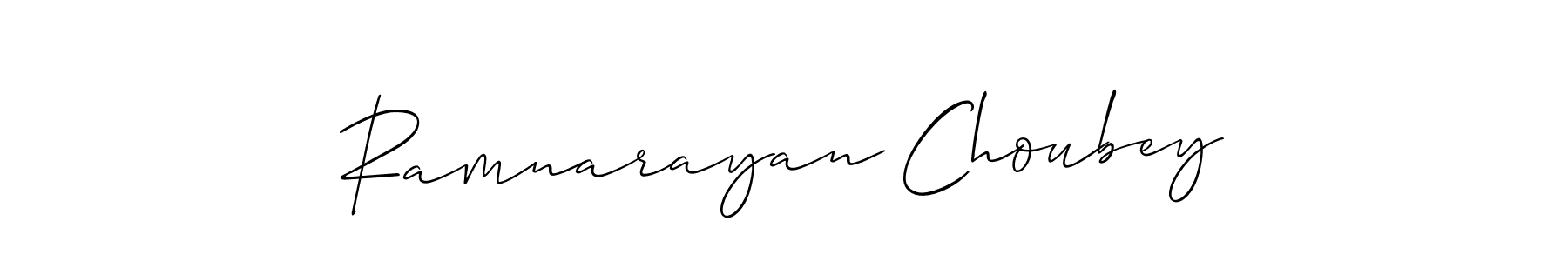 Allison_Script is a professional signature style that is perfect for those who want to add a touch of class to their signature. It is also a great choice for those who want to make their signature more unique. Get Ramnarayan Choubey name to fancy signature for free. Ramnarayan Choubey signature style 2 images and pictures png