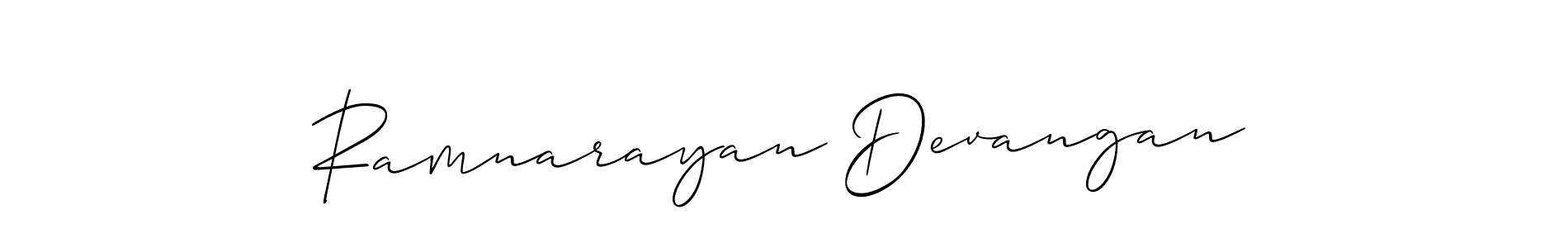 The best way (Allison_Script) to make a short signature is to pick only two or three words in your name. The name Ramnarayan Devangan include a total of six letters. For converting this name. Ramnarayan Devangan signature style 2 images and pictures png