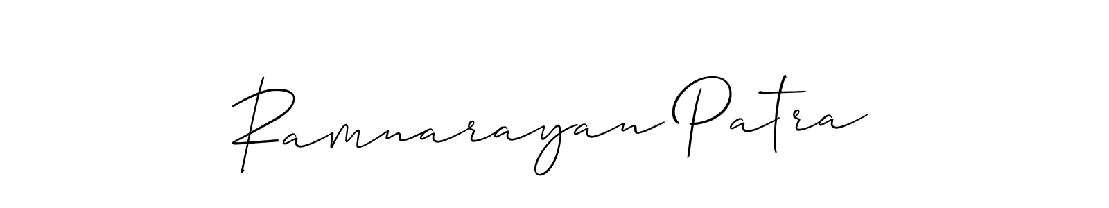This is the best signature style for the Ramnarayan Patra name. Also you like these signature font (Allison_Script). Mix name signature. Ramnarayan Patra signature style 2 images and pictures png