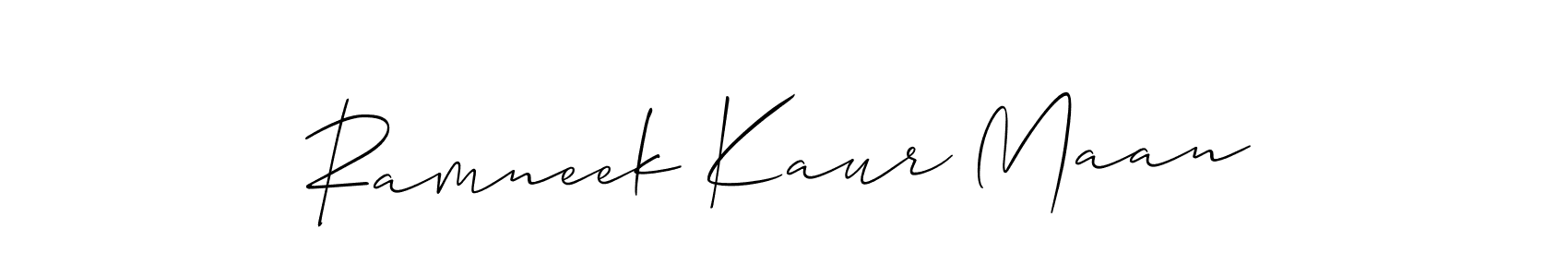 You should practise on your own different ways (Allison_Script) to write your name (Ramneek Kaur Maan) in signature. don't let someone else do it for you. Ramneek Kaur Maan signature style 2 images and pictures png