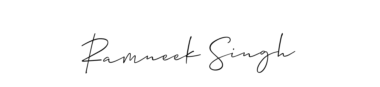 The best way (Allison_Script) to make a short signature is to pick only two or three words in your name. The name Ramneek Singh include a total of six letters. For converting this name. Ramneek Singh signature style 2 images and pictures png