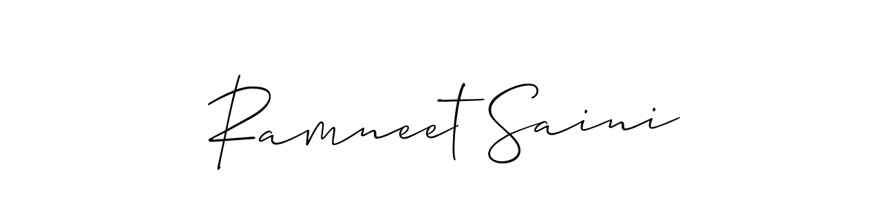 Allison_Script is a professional signature style that is perfect for those who want to add a touch of class to their signature. It is also a great choice for those who want to make their signature more unique. Get Ramneet Saini name to fancy signature for free. Ramneet Saini signature style 2 images and pictures png