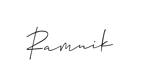 Design your own signature with our free online signature maker. With this signature software, you can create a handwritten (Allison_Script) signature for name Ramnik. Ramnik signature style 2 images and pictures png