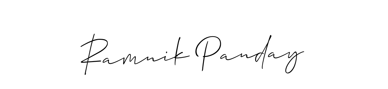 Make a beautiful signature design for name Ramnik Panday. With this signature (Allison_Script) style, you can create a handwritten signature for free. Ramnik Panday signature style 2 images and pictures png