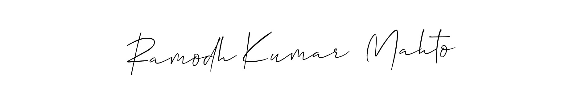 Allison_Script is a professional signature style that is perfect for those who want to add a touch of class to their signature. It is also a great choice for those who want to make their signature more unique. Get Ramodh Kumar  Mahto name to fancy signature for free. Ramodh Kumar  Mahto signature style 2 images and pictures png