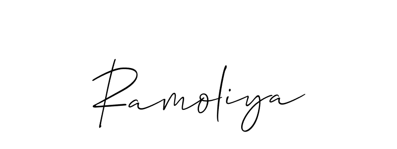 if you are searching for the best signature style for your name Ramoliya. so please give up your signature search. here we have designed multiple signature styles  using Allison_Script. Ramoliya signature style 2 images and pictures png