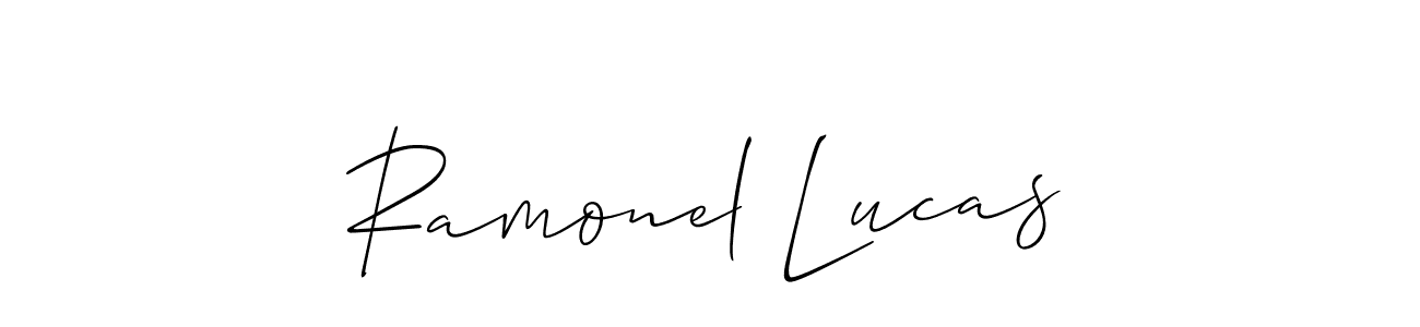 How to Draw Ramonel Lucas signature style? Allison_Script is a latest design signature styles for name Ramonel Lucas. Ramonel Lucas signature style 2 images and pictures png
