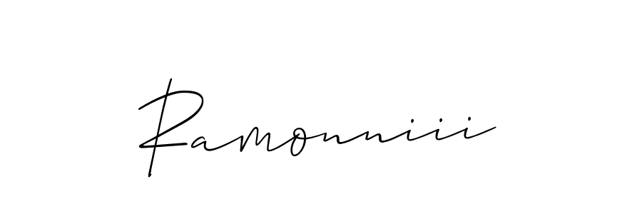 Use a signature maker to create a handwritten signature online. With this signature software, you can design (Allison_Script) your own signature for name Ramonniii. Ramonniii signature style 2 images and pictures png