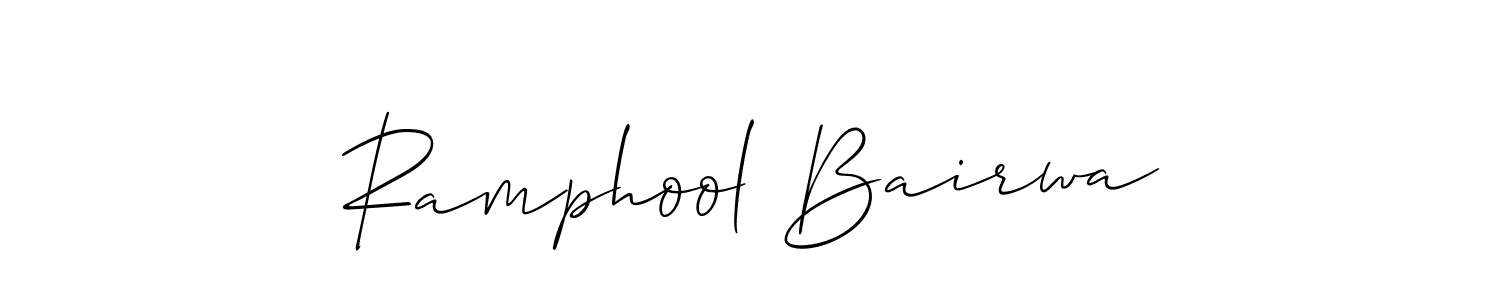 Make a beautiful signature design for name Ramphool Bairwa. With this signature (Allison_Script) style, you can create a handwritten signature for free. Ramphool Bairwa signature style 2 images and pictures png