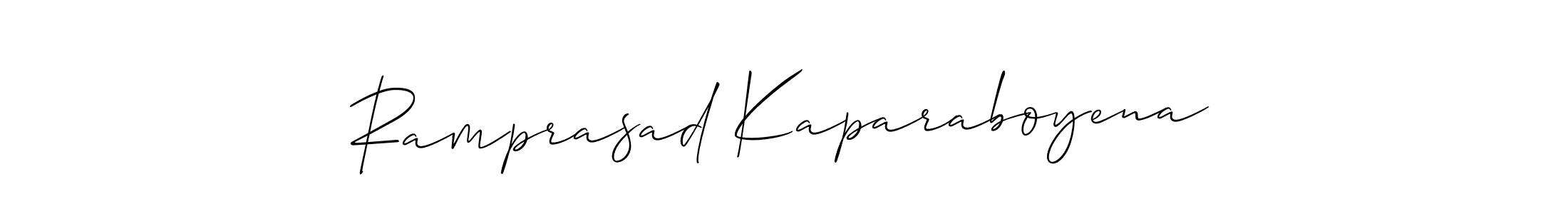 It looks lik you need a new signature style for name Ramprasad Kaparaboyena. Design unique handwritten (Allison_Script) signature with our free signature maker in just a few clicks. Ramprasad Kaparaboyena signature style 2 images and pictures png