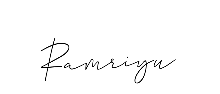 Similarly Allison_Script is the best handwritten signature design. Signature creator online .You can use it as an online autograph creator for name Ramriyu. Ramriyu signature style 2 images and pictures png