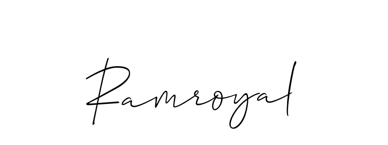 Use a signature maker to create a handwritten signature online. With this signature software, you can design (Allison_Script) your own signature for name Ramroyal. Ramroyal signature style 2 images and pictures png