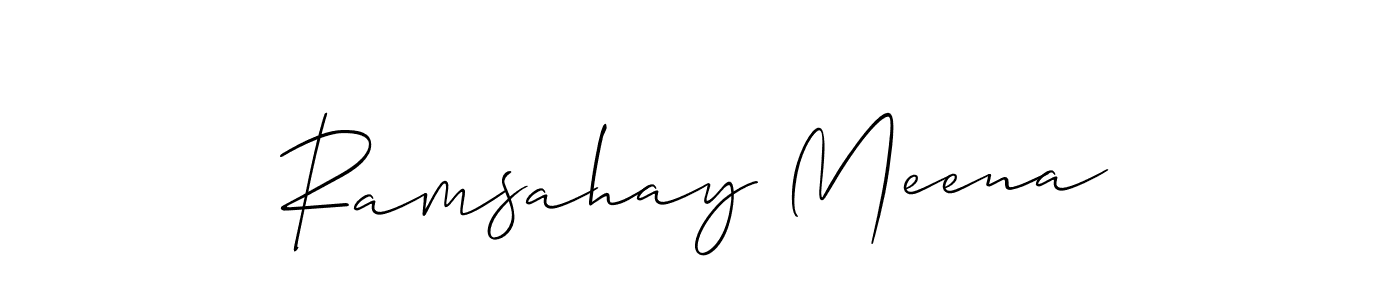 The best way (Allison_Script) to make a short signature is to pick only two or three words in your name. The name Ramsahay Meena include a total of six letters. For converting this name. Ramsahay Meena signature style 2 images and pictures png