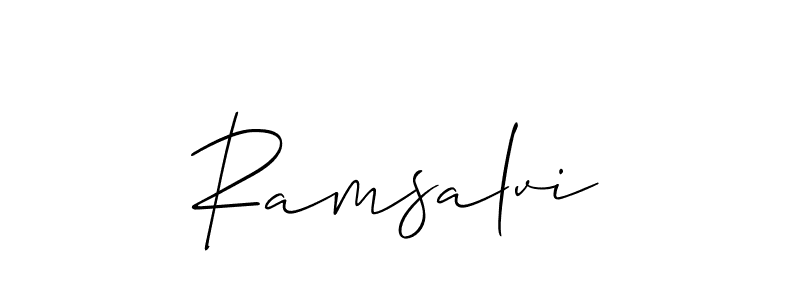 if you are searching for the best signature style for your name Ramsalvi. so please give up your signature search. here we have designed multiple signature styles  using Allison_Script. Ramsalvi signature style 2 images and pictures png