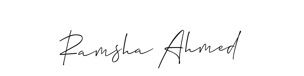 Create a beautiful signature design for name Ramsha Ahmed. With this signature (Allison_Script) fonts, you can make a handwritten signature for free. Ramsha Ahmed signature style 2 images and pictures png