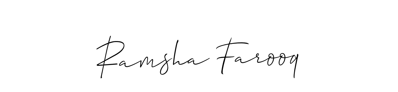 Also You can easily find your signature by using the search form. We will create Ramsha Farooq name handwritten signature images for you free of cost using Allison_Script sign style. Ramsha Farooq signature style 2 images and pictures png