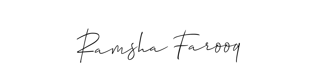 Also You can easily find your signature by using the search form. We will create Ramsha Farooq name handwritten signature images for you free of cost using Allison_Script sign style. Ramsha Farooq signature style 2 images and pictures png