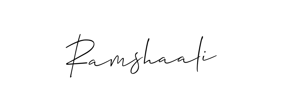 Use a signature maker to create a handwritten signature online. With this signature software, you can design (Allison_Script) your own signature for name Ramshaali. Ramshaali signature style 2 images and pictures png
