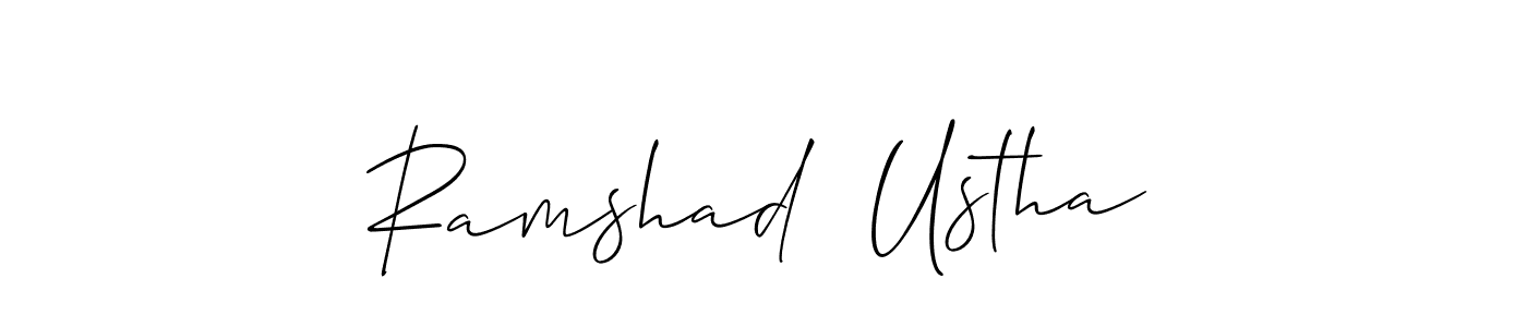 Allison_Script is a professional signature style that is perfect for those who want to add a touch of class to their signature. It is also a great choice for those who want to make their signature more unique. Get Ramshad  Ustha name to fancy signature for free. Ramshad  Ustha signature style 2 images and pictures png