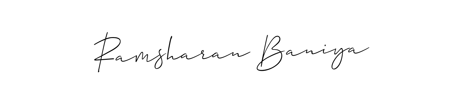 How to make Ramsharan Baniya name signature. Use Allison_Script style for creating short signs online. This is the latest handwritten sign. Ramsharan Baniya signature style 2 images and pictures png