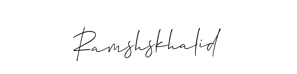 Use a signature maker to create a handwritten signature online. With this signature software, you can design (Allison_Script) your own signature for name Ramshskhalid. Ramshskhalid signature style 2 images and pictures png