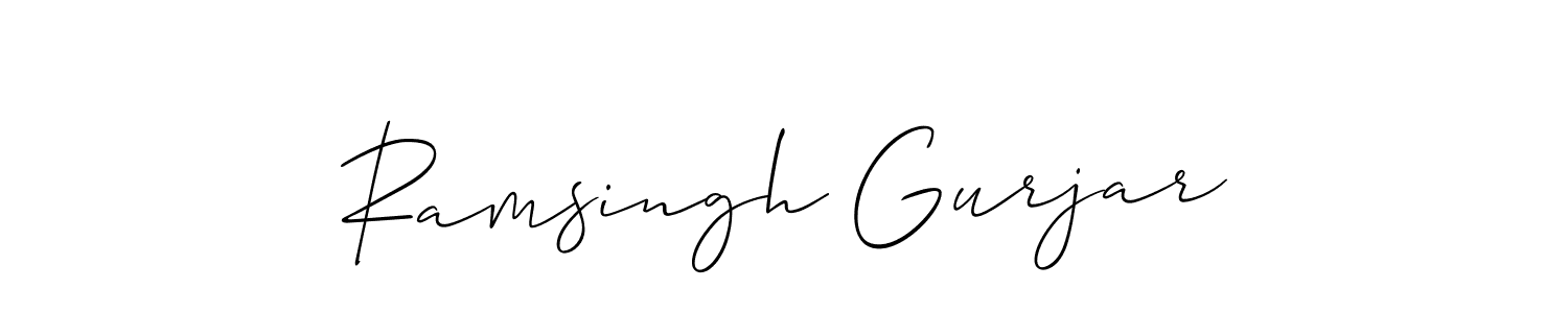 How to make Ramsingh Gurjar name signature. Use Allison_Script style for creating short signs online. This is the latest handwritten sign. Ramsingh Gurjar signature style 2 images and pictures png