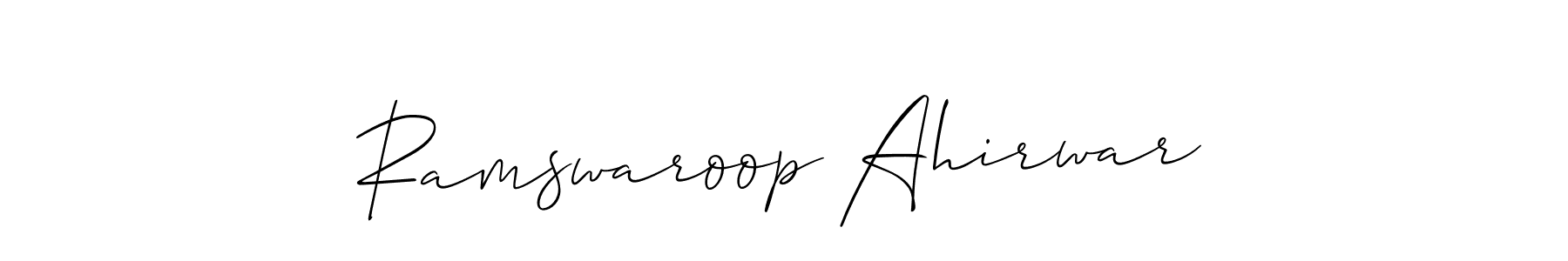 How to make Ramswaroop Ahirwar name signature. Use Allison_Script style for creating short signs online. This is the latest handwritten sign. Ramswaroop Ahirwar signature style 2 images and pictures png