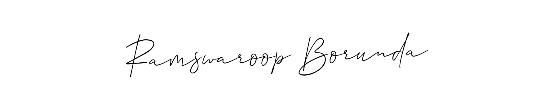 How to make Ramswaroop Borunda signature? Allison_Script is a professional autograph style. Create handwritten signature for Ramswaroop Borunda name. Ramswaroop Borunda signature style 2 images and pictures png