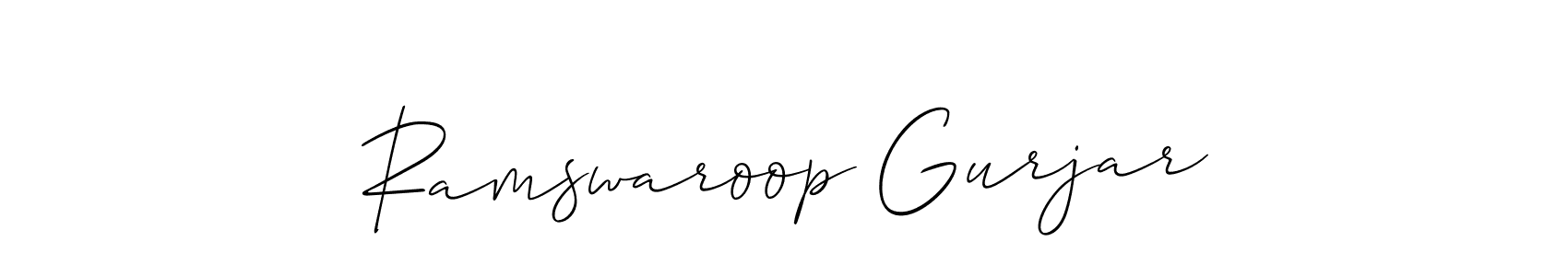 How to Draw Ramswaroop Gurjar signature style? Allison_Script is a latest design signature styles for name Ramswaroop Gurjar. Ramswaroop Gurjar signature style 2 images and pictures png