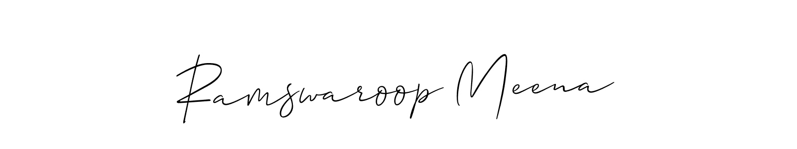 This is the best signature style for the Ramswaroop Meena name. Also you like these signature font (Allison_Script). Mix name signature. Ramswaroop Meena signature style 2 images and pictures png