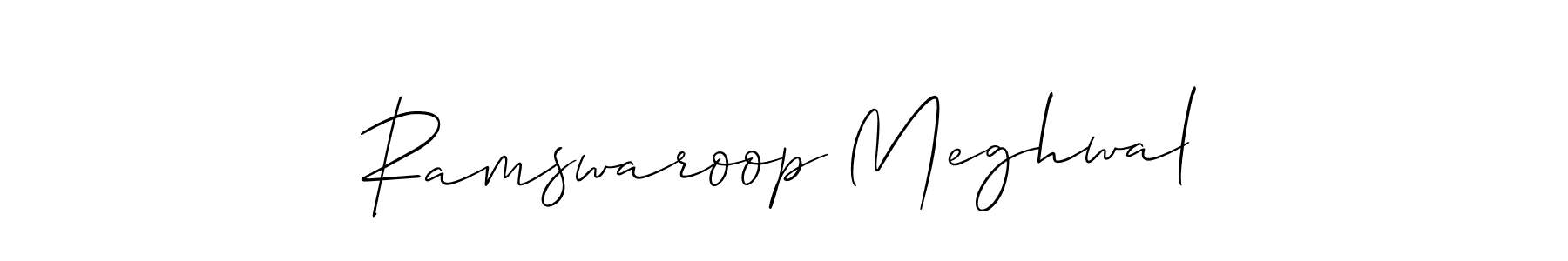 How to make Ramswaroop Meghwal name signature. Use Allison_Script style for creating short signs online. This is the latest handwritten sign. Ramswaroop Meghwal signature style 2 images and pictures png
