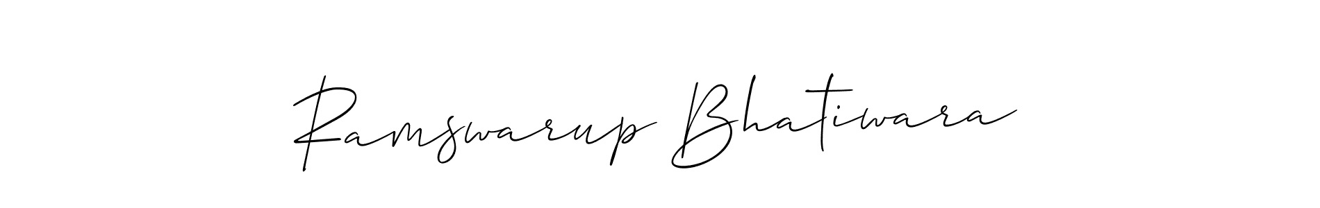 Make a short Ramswarup Bhatiwara signature style. Manage your documents anywhere anytime using Allison_Script. Create and add eSignatures, submit forms, share and send files easily. Ramswarup Bhatiwara signature style 2 images and pictures png
