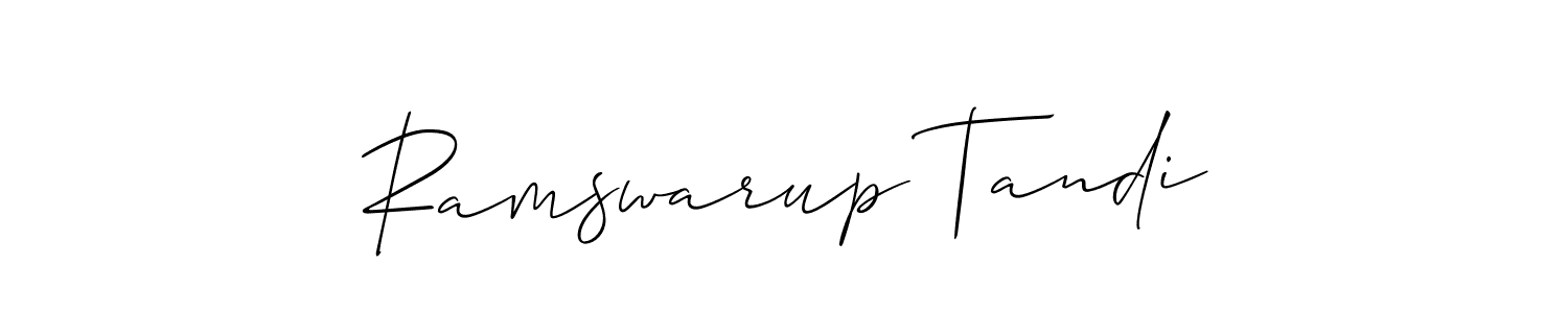 You should practise on your own different ways (Allison_Script) to write your name (Ramswarup Tandi) in signature. don't let someone else do it for you. Ramswarup Tandi signature style 2 images and pictures png