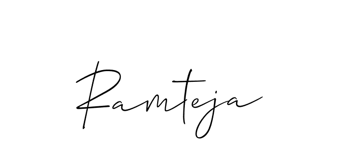 Also we have Ramteja name is the best signature style. Create professional handwritten signature collection using Allison_Script autograph style. Ramteja signature style 2 images and pictures png