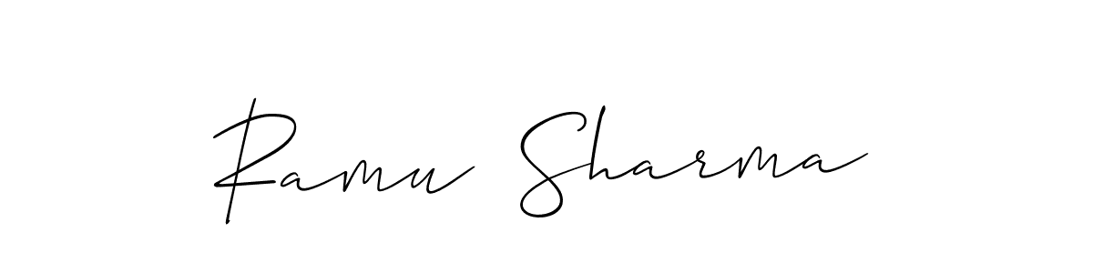 Allison_Script is a professional signature style that is perfect for those who want to add a touch of class to their signature. It is also a great choice for those who want to make their signature more unique. Get Ramu  Sharma name to fancy signature for free. Ramu  Sharma signature style 2 images and pictures png