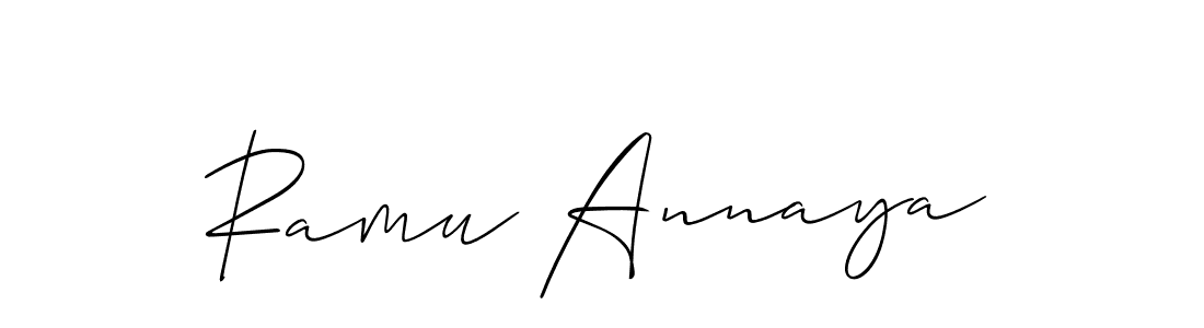 Make a beautiful signature design for name Ramu Annaya. With this signature (Allison_Script) style, you can create a handwritten signature for free. Ramu Annaya signature style 2 images and pictures png