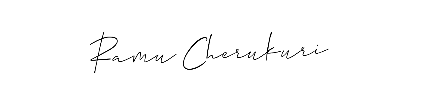 The best way (Allison_Script) to make a short signature is to pick only two or three words in your name. The name Ramu Cherukuri include a total of six letters. For converting this name. Ramu Cherukuri signature style 2 images and pictures png