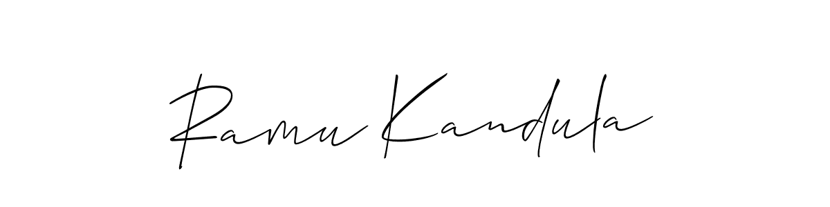 Create a beautiful signature design for name Ramu Kandula. With this signature (Allison_Script) fonts, you can make a handwritten signature for free. Ramu Kandula signature style 2 images and pictures png