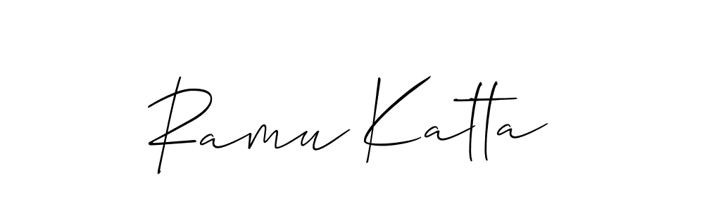Make a beautiful signature design for name Ramu Katta. With this signature (Allison_Script) style, you can create a handwritten signature for free. Ramu Katta signature style 2 images and pictures png