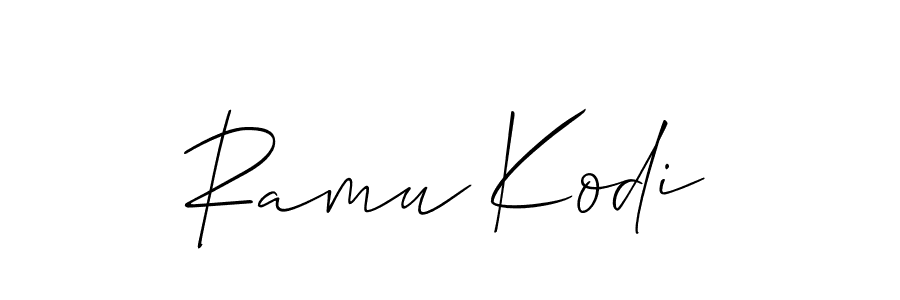 Create a beautiful signature design for name Ramu Kodi. With this signature (Allison_Script) fonts, you can make a handwritten signature for free. Ramu Kodi signature style 2 images and pictures png