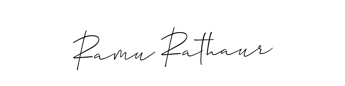 Allison_Script is a professional signature style that is perfect for those who want to add a touch of class to their signature. It is also a great choice for those who want to make their signature more unique. Get Ramu Rathaur name to fancy signature for free. Ramu Rathaur signature style 2 images and pictures png