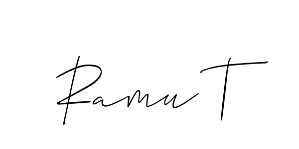 Also You can easily find your signature by using the search form. We will create Ramu T name handwritten signature images for you free of cost using Allison_Script sign style. Ramu T signature style 2 images and pictures png