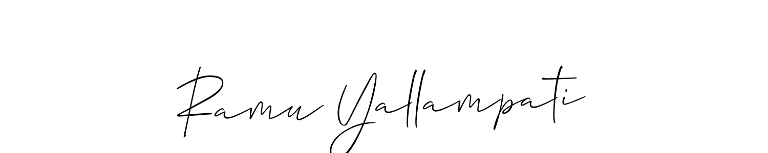 Make a beautiful signature design for name Ramu Yallampati. With this signature (Allison_Script) style, you can create a handwritten signature for free. Ramu Yallampati signature style 2 images and pictures png