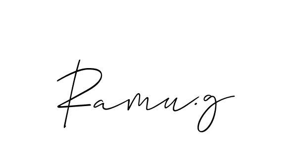 How to make Ramu.g name signature. Use Allison_Script style for creating short signs online. This is the latest handwritten sign. Ramu.g signature style 2 images and pictures png