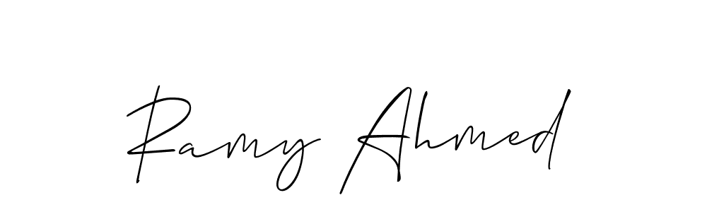 The best way (Allison_Script) to make a short signature is to pick only two or three words in your name. The name Ramy Ahmed include a total of six letters. For converting this name. Ramy Ahmed signature style 2 images and pictures png