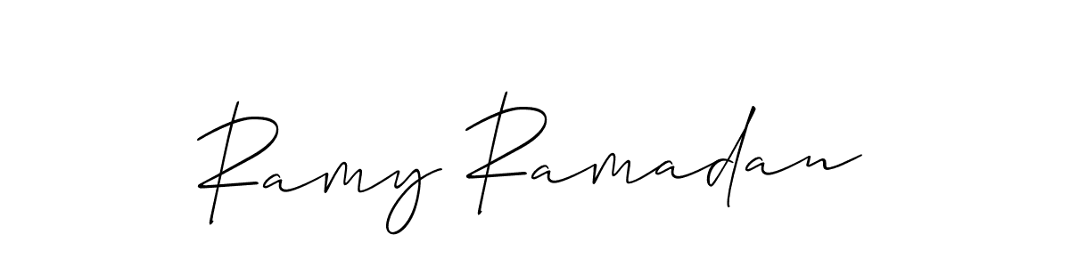 Design your own signature with our free online signature maker. With this signature software, you can create a handwritten (Allison_Script) signature for name Ramy Ramadan. Ramy Ramadan signature style 2 images and pictures png