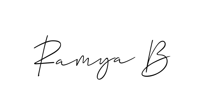 Also You can easily find your signature by using the search form. We will create Ramya B name handwritten signature images for you free of cost using Allison_Script sign style. Ramya B signature style 2 images and pictures png